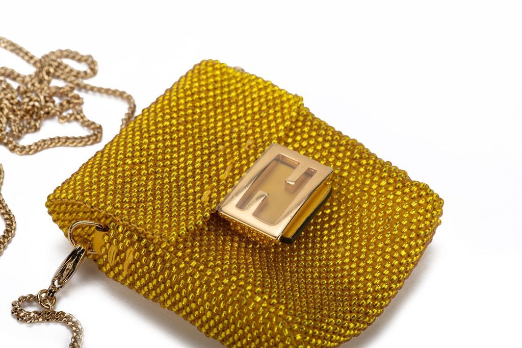Fendi NIB Yellow Seabeds Micro Baguette