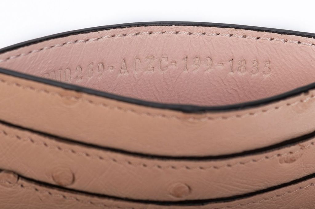 Fendi NIB Ostrich Card Holder Nude