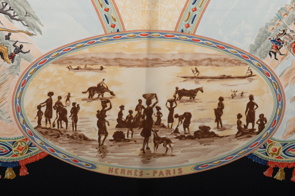 Hermès Green Cavaliers Peuls Silk Scarf