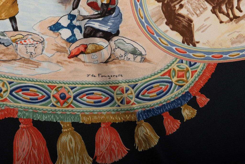 Hermès Green Cavaliers Peuls Silk Scarf