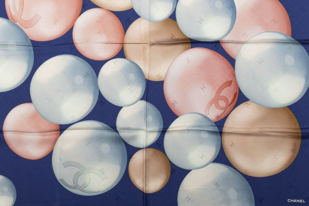 Chanel New Blue Pearls Silk Scarf