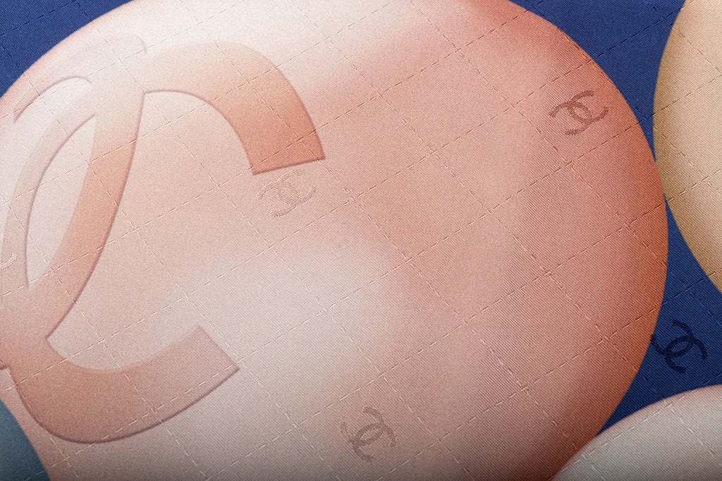 Chanel New Blue Pearls Silk Scarf