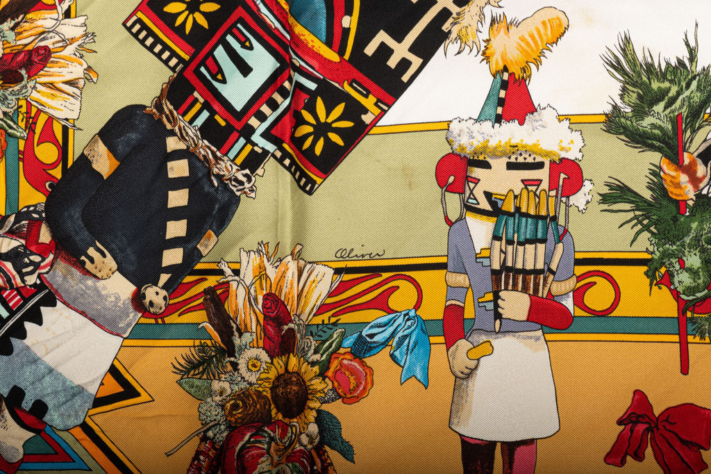 Hermès Mustard Kachinas Silk Scarf