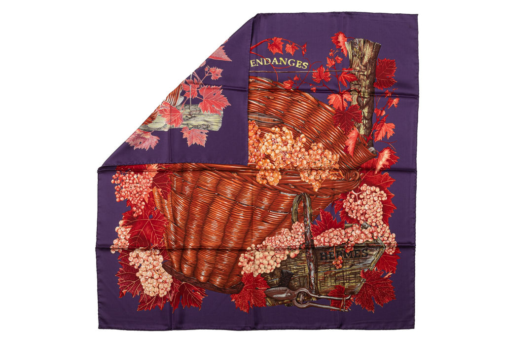 Hermès Vendanges Purple Red Silk Scarf