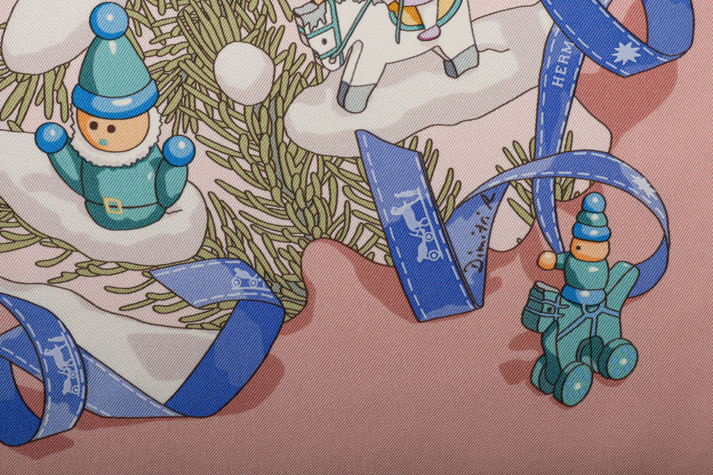 Hermès Rare Noel au Faubourg Pink Scarf