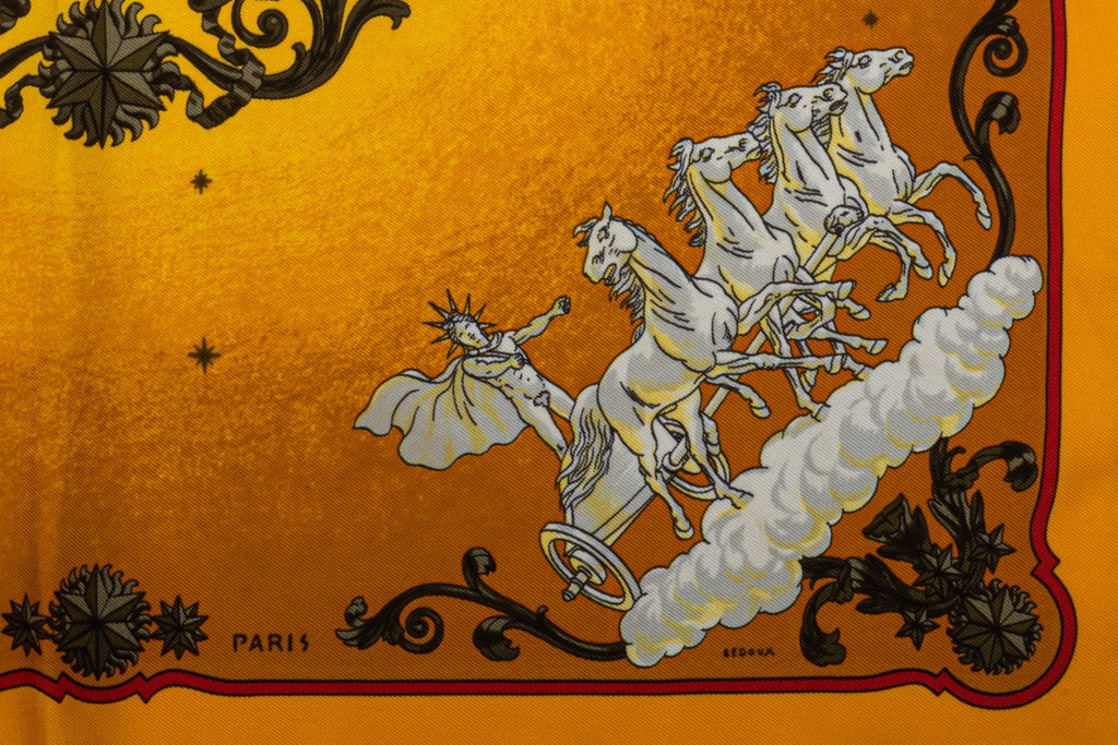 Hermès Yellow Silk Cosmos Scarf