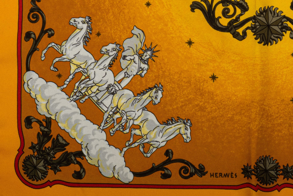 Hermès Yellow Silk Cosmos Scarf