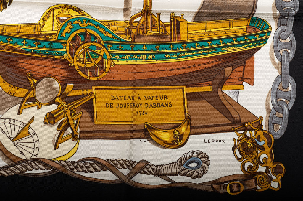 Hermes Bateau A Vapeur Silk Scarf