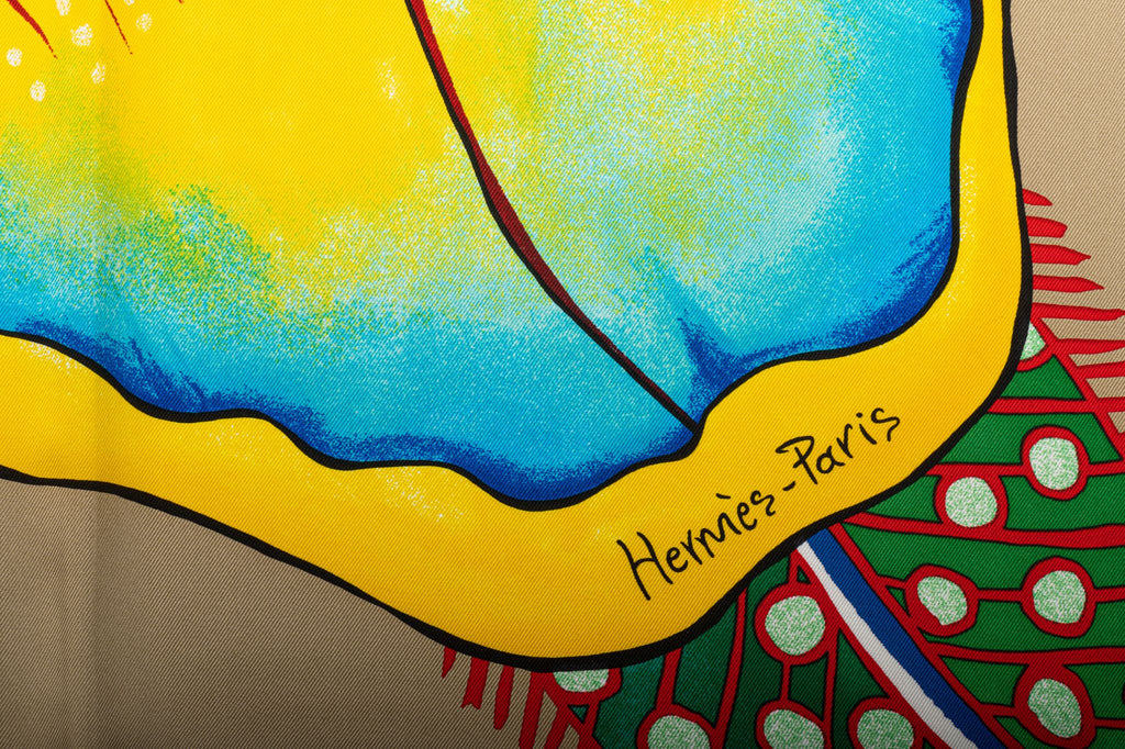 Hermes New Taupe Yellow Baobab Scarf