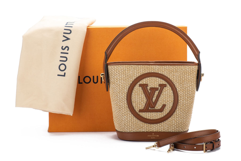 Vuitton BNIB Petit Raffia Bucket Caramel