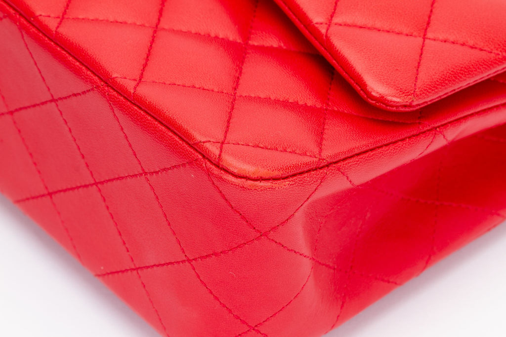Chanel Bright Red 10 Double Flap Bag