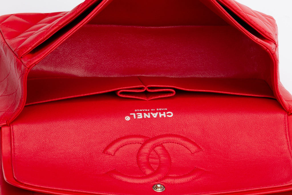 Chanel Bright Red 10 Double Flap Bag