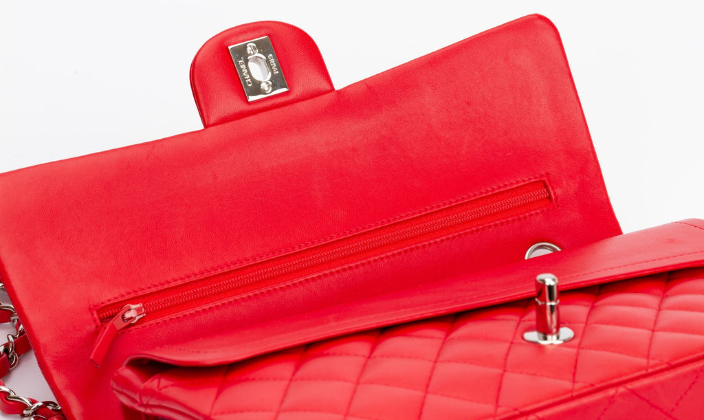 Chanel Bright Red 10 Double Flap Bag