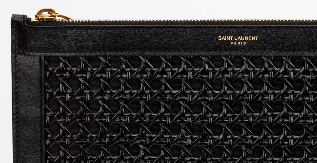 Yves Saint Laurent Wicker Clutch Black