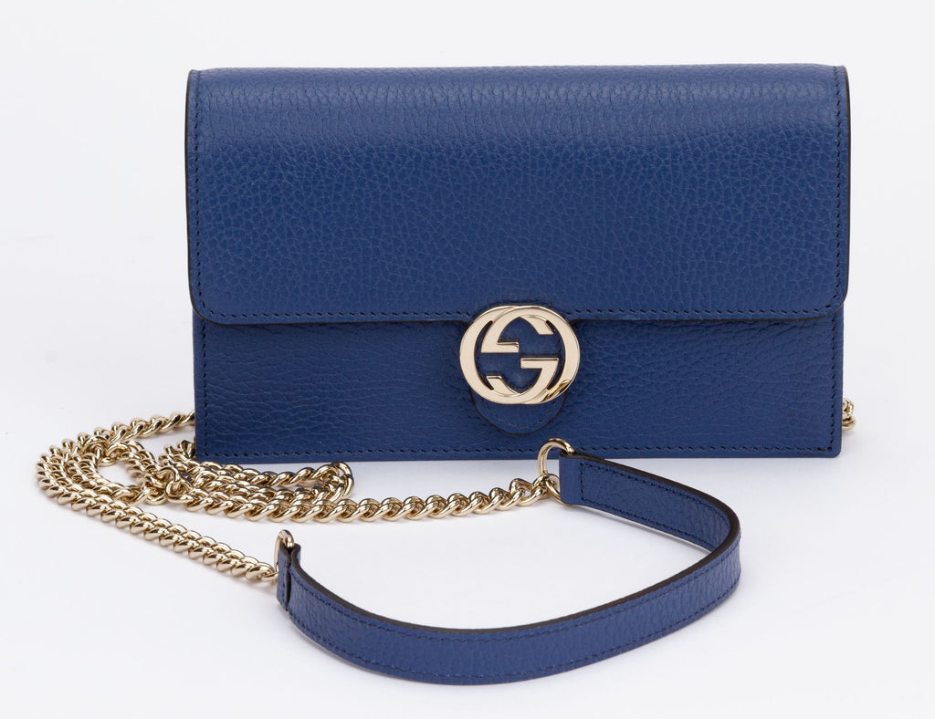 Gucci NIB Blue Letaher Cross Body Bag