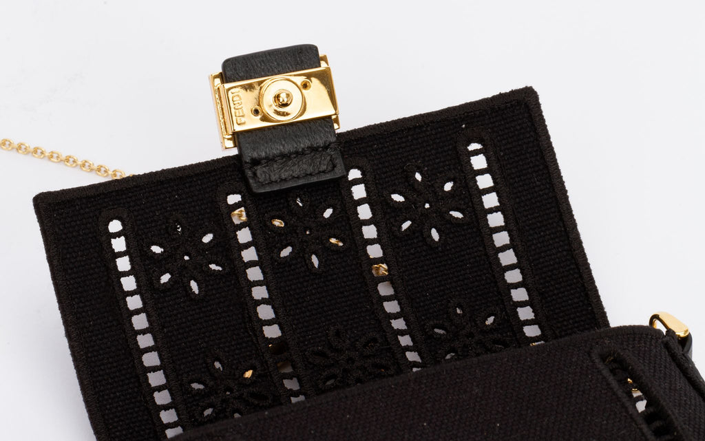Fendi Canvas Embroidered Nano Baguette