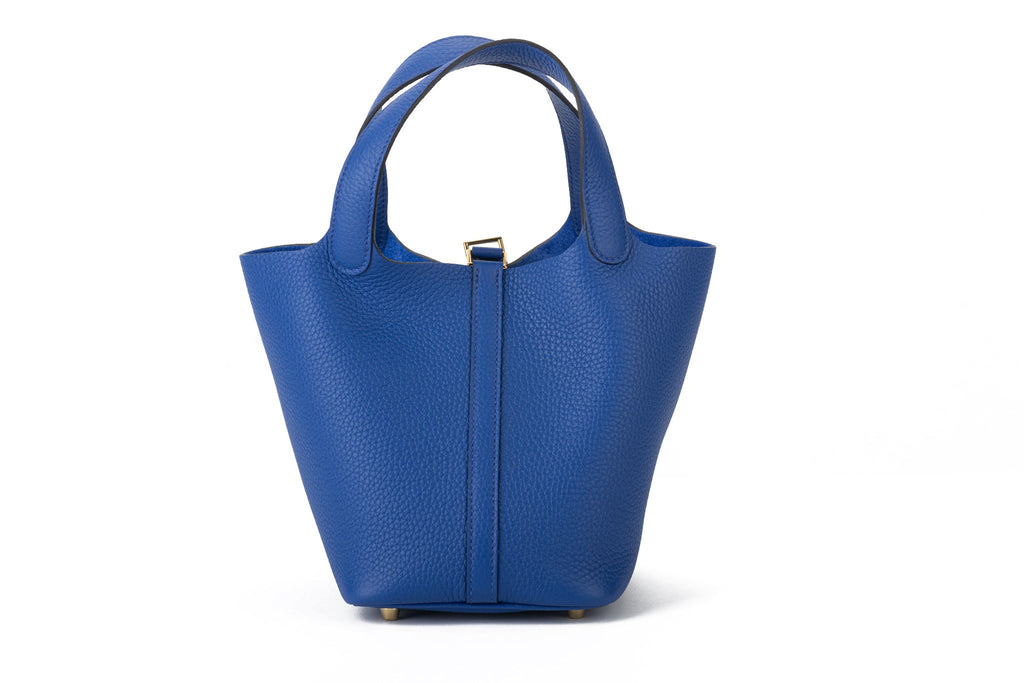 Hermès BNIB Bleu Royal Gold 18 Picotin