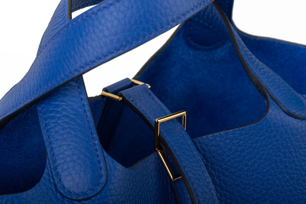 Hermès BNIB Bleu Royal Gold 18 Picotin