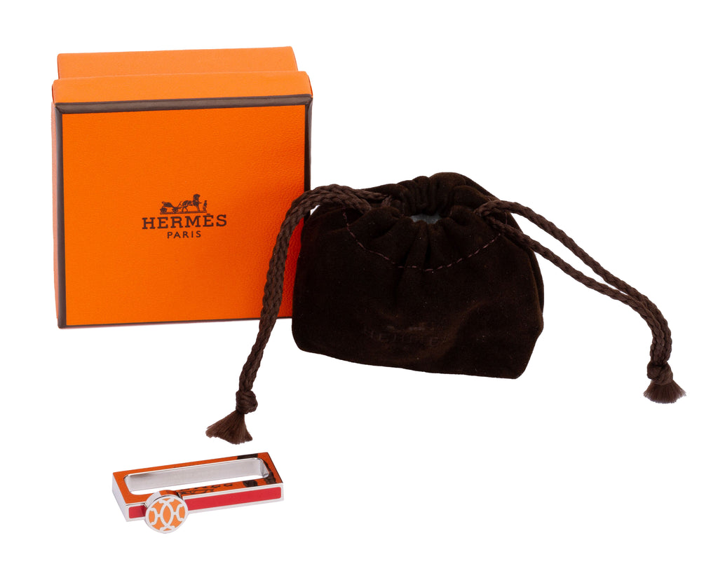 Hermès NIB Enamel Rectangular Scarf Ring