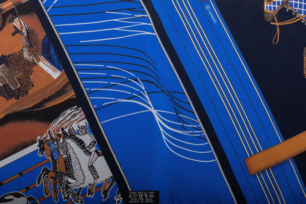 Hermès Black Blue Maxi Twilly