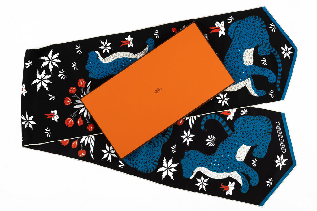 Hermès Black Guepards Silk Stole