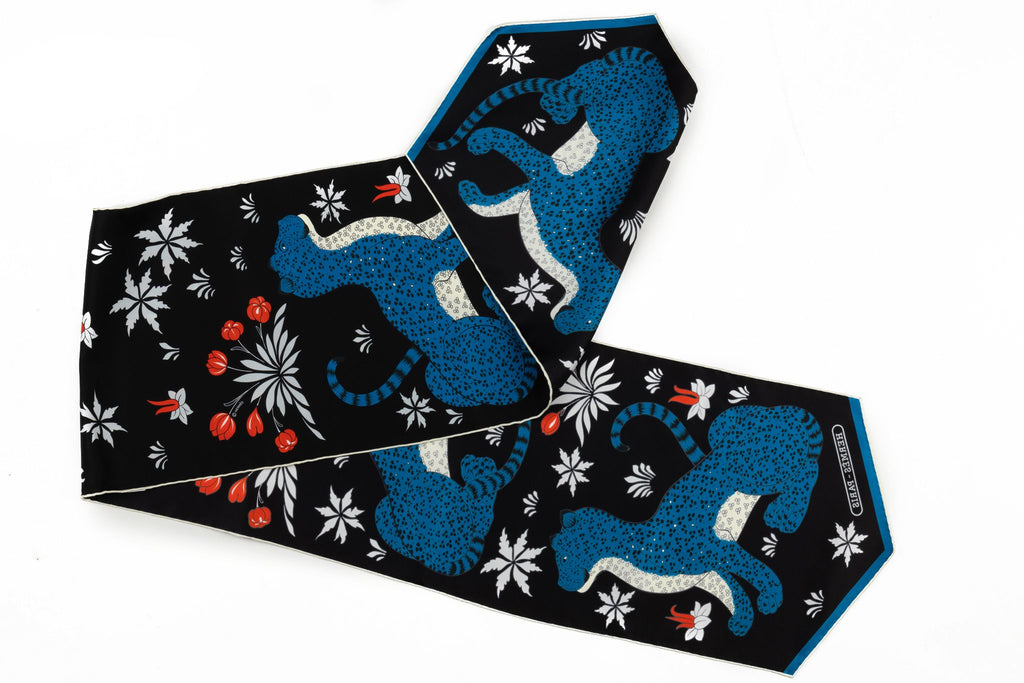 Hermès Black Guepards Silk Stole
