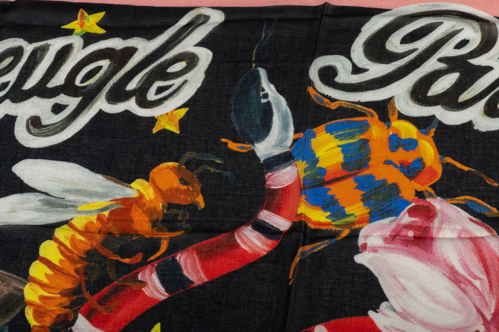 Gucci New Flower Snake Black Shawl