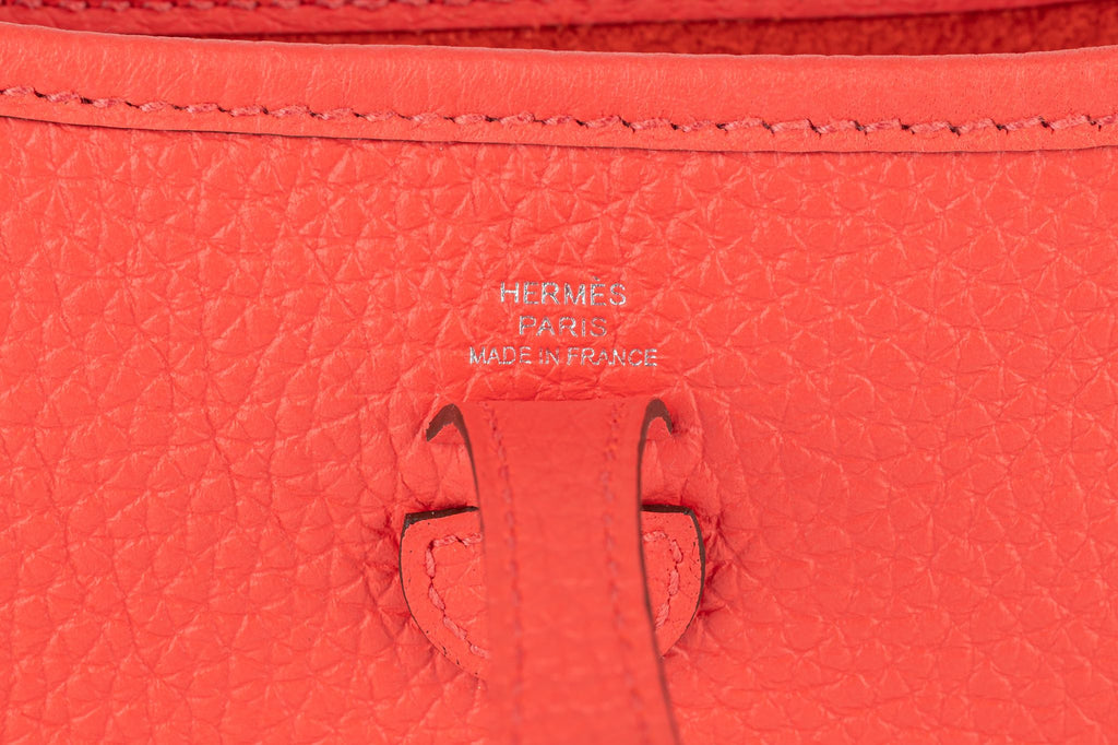 Hermès BNIB Rouge Pivoine Mini Evelyne