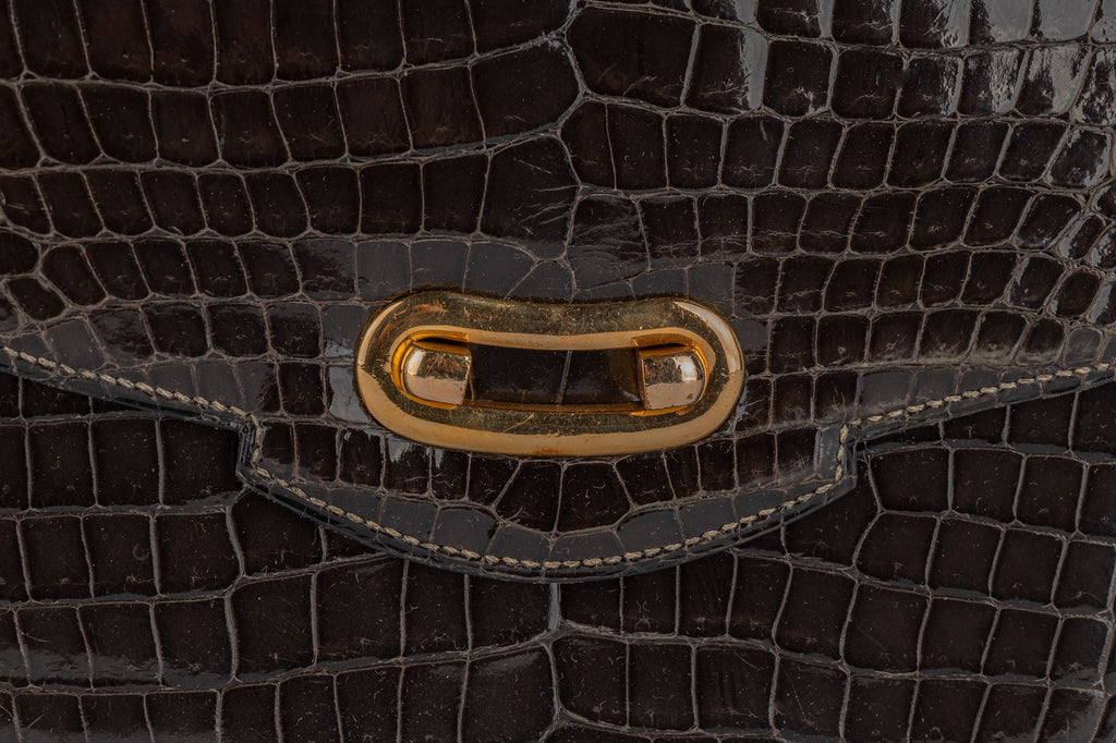 Hermès Vintage Dark Grey Croc Handbag