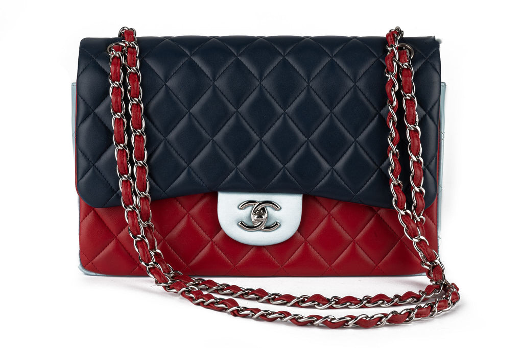 Chanel Tricolor Lamb Jumbo Double Flap
