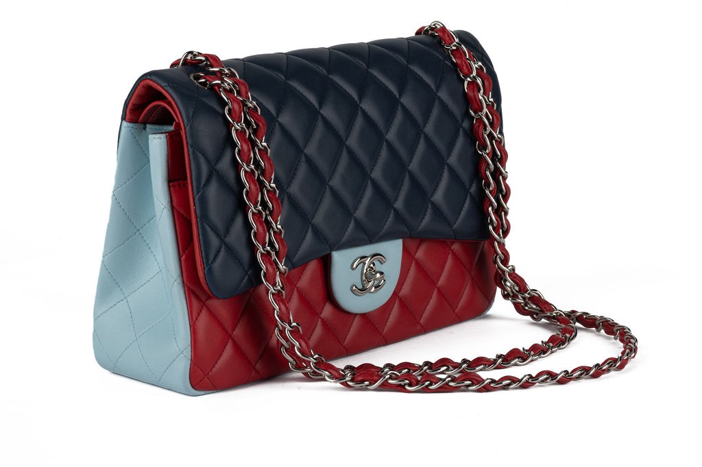 Chanel Tricolor Lamb Jumbo Double Flap