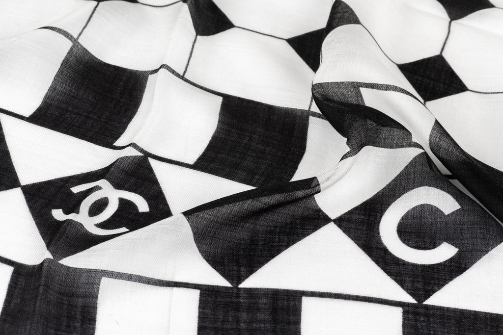 Chanel New Black White Cashmere Shawl