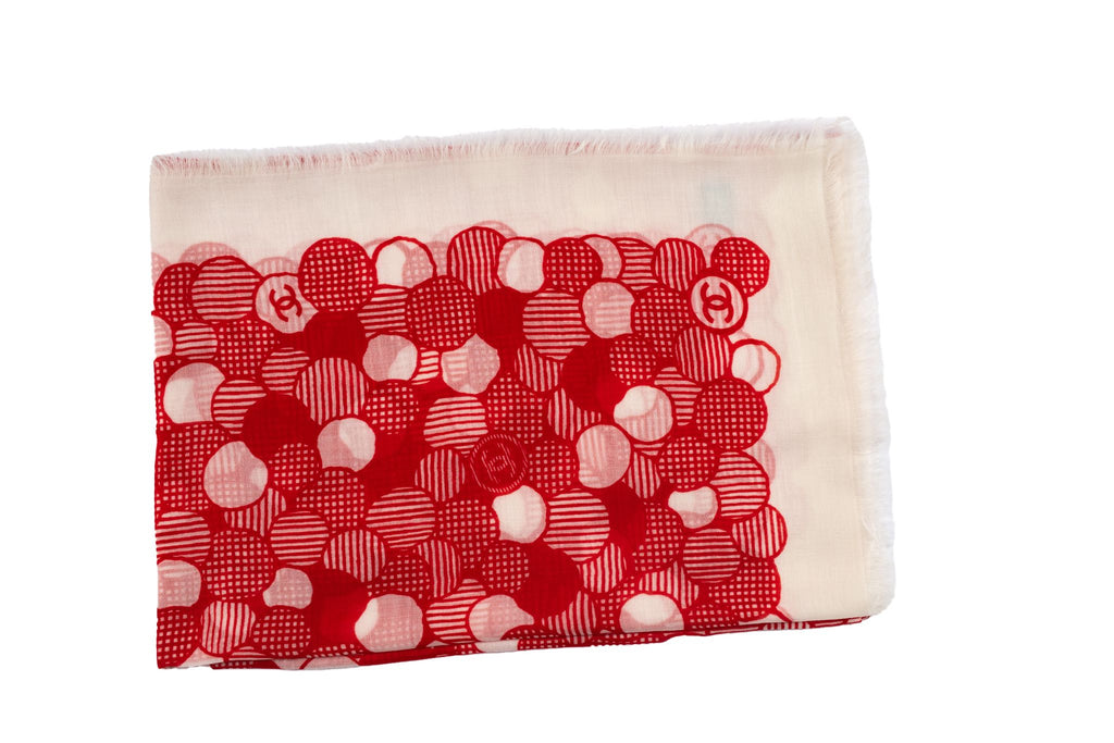 Chanel New Red White Camellia Shawl