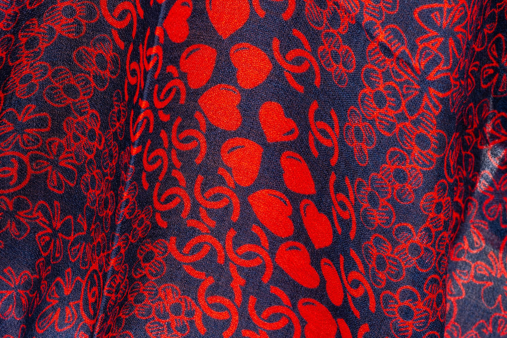 Chanel New Navy Red Cashmere Shawl