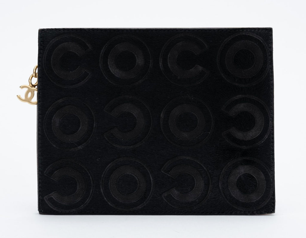 Chanel Black Pony Hair Coco Pouch
