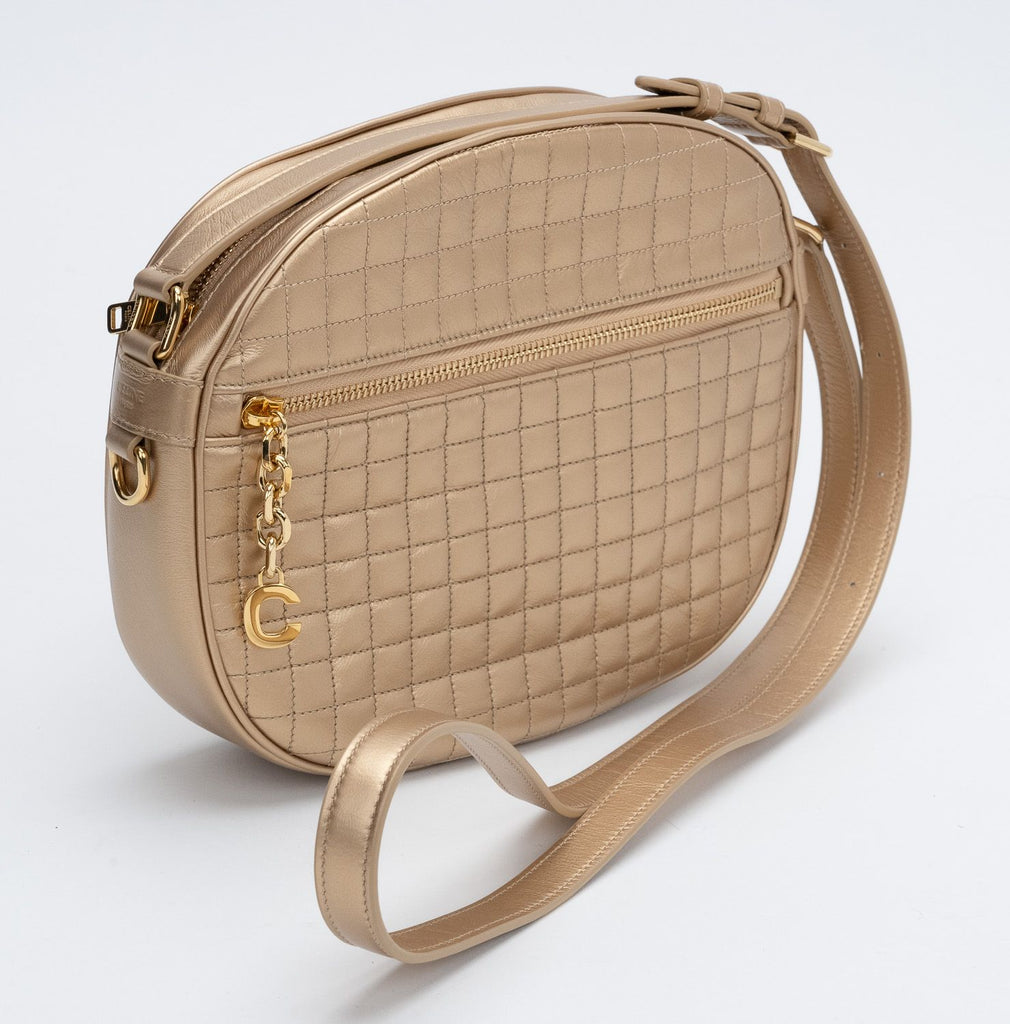 Celine New Gold Quilted Cross Body Bag