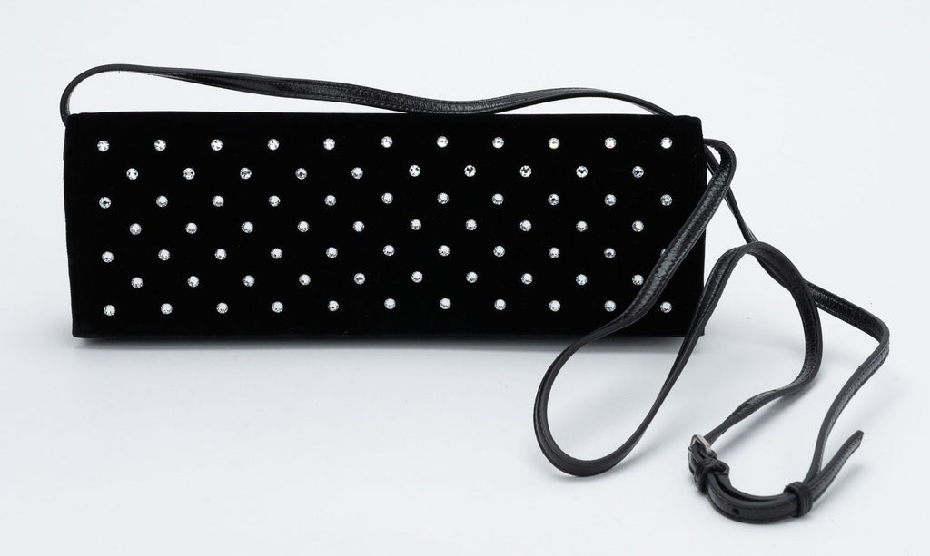 YSL Black Velvet Studded Crystals Bag