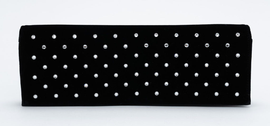 YSL Black Velvet Studded Crystals Bag