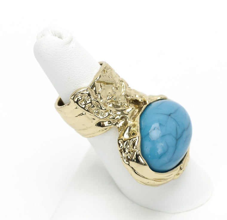 YSL Ring Gold Turquoise Light Gold