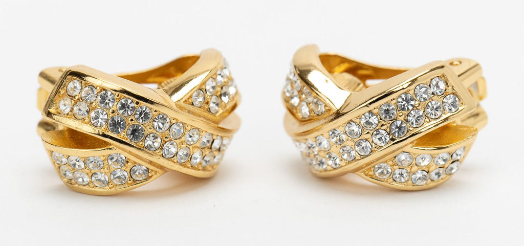 Dior Gold Rhinestone Clip Earrings