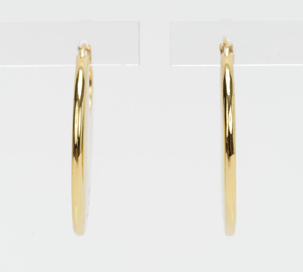Celine New Logo Pierced Gold Hoops