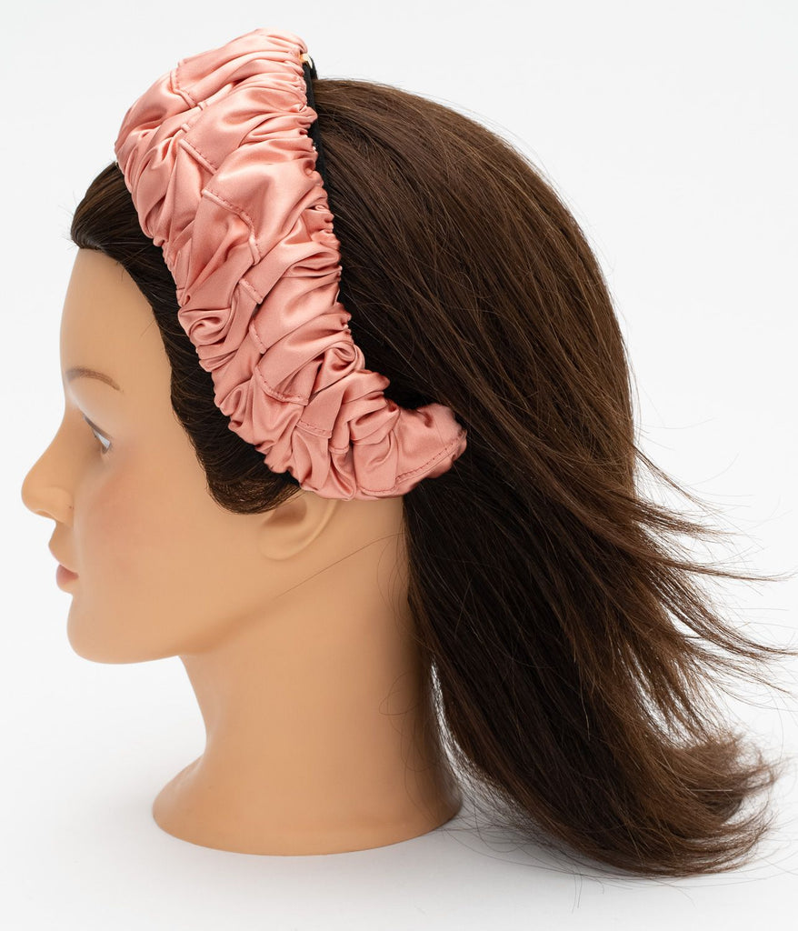 Fendi New Silk Rouched Hairband Rose