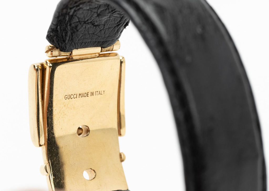 Gucci Ostrich Buckle Hinge Cuff Bracelet