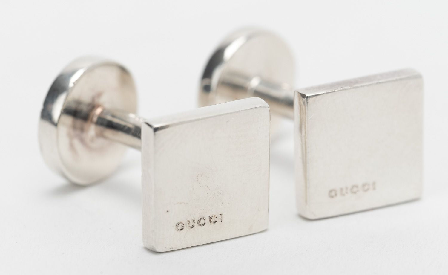 Gucci Sterling Silver Square Cufflinks Vintage Lux