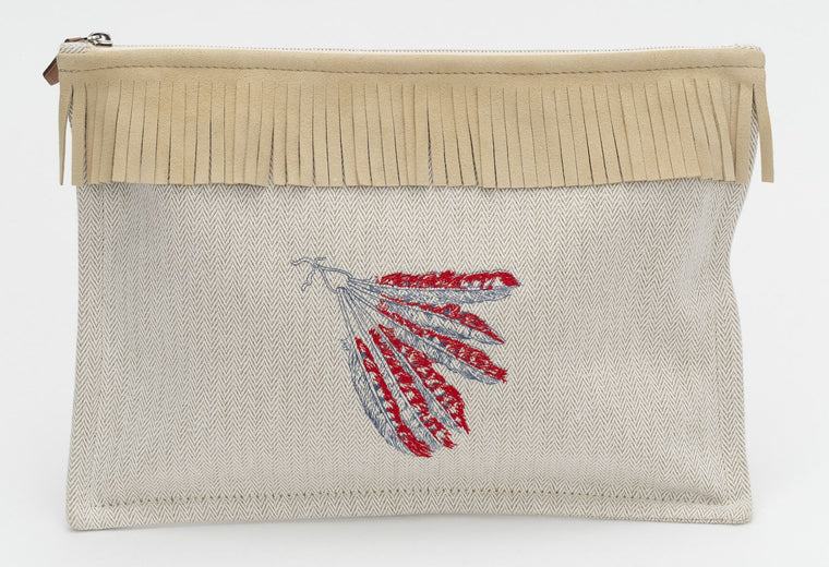 Hermès Toile Feathers Toiletry Bag