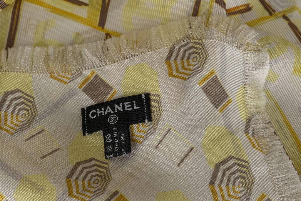 Chanel New Beach Silk Shawl Yellow