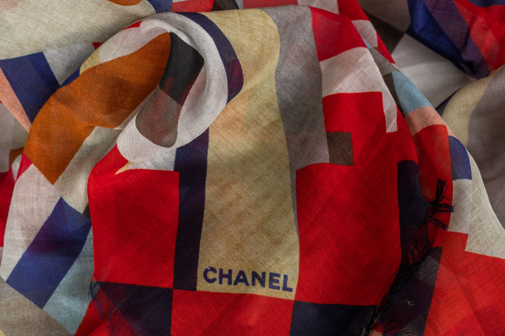 Chanel Cashmere Shawl Geometric Design