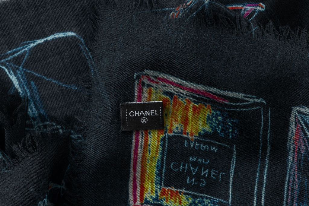 Chanel New Cashmere Shawl Navy Icons