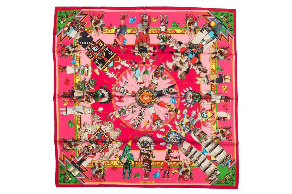 Hermès Pink Kachinas Silk Scarf