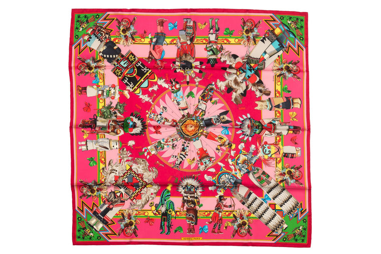Hermès Pink Kachinas Silk Scarf
